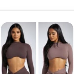 Naked Wardrobe Espresso and toffee Long Sleeve Crop Tops selling both together